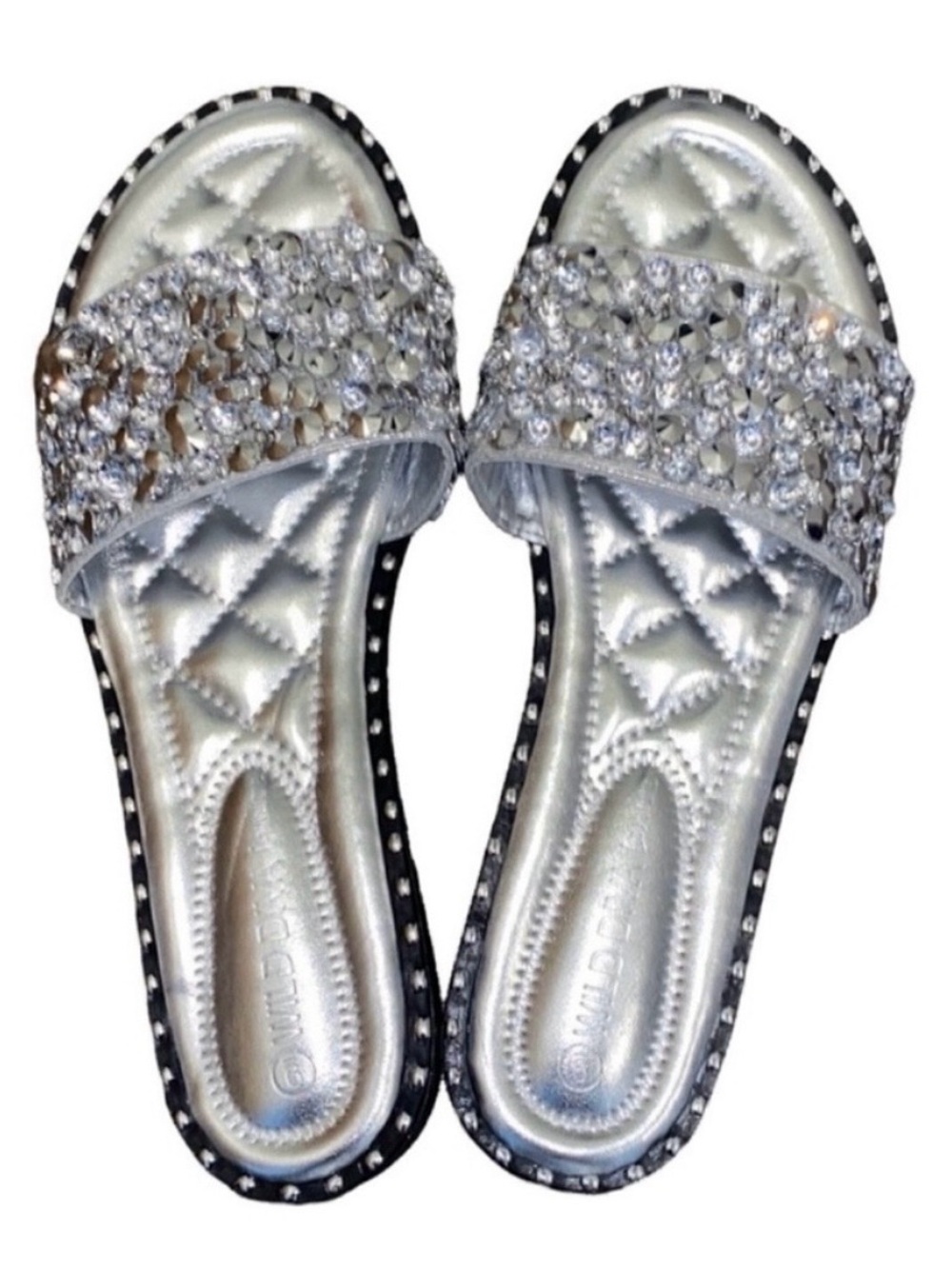 🔥 NEW Sparkling Rhinestone Crystal Slide Flip Flop Silver Sandal in Women🔥